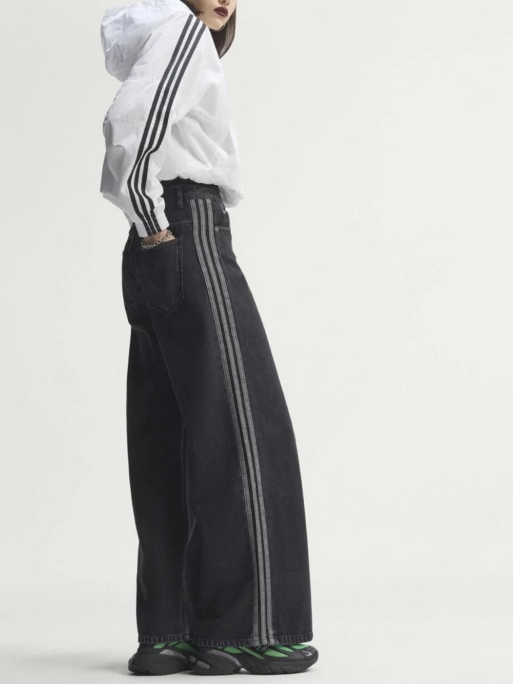 adidas Originals Women's High-Rise Wide Leg Denim Pants